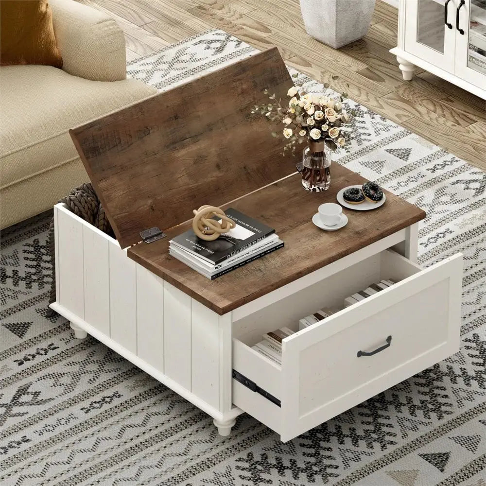 Coffee Table With Storage Cabinet Square Wooden Center Table For Living Room