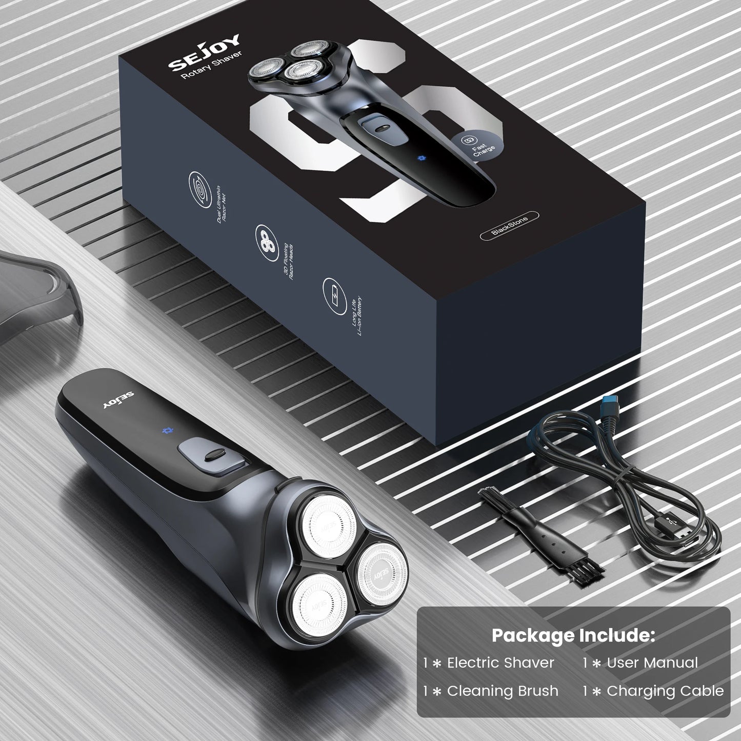 Sejoy 3D Floating Electric Shaver For Men Rechargeable