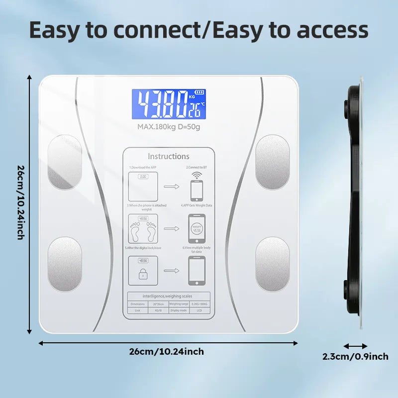 Smart Body Fat Scale Wireless LED Digital Body Composition Analyzer