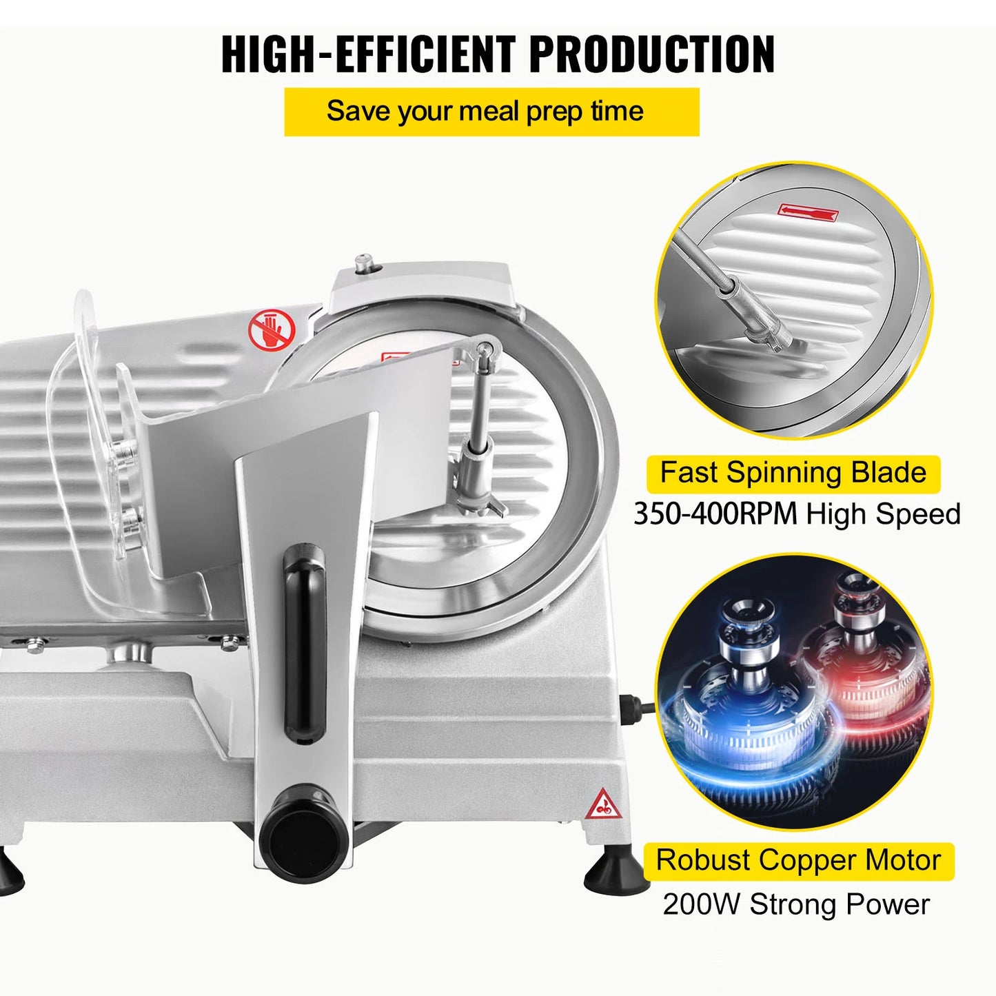 SucceBuy Electric Meat Slicer With Carbon Steel Blade Adjustable Thickness