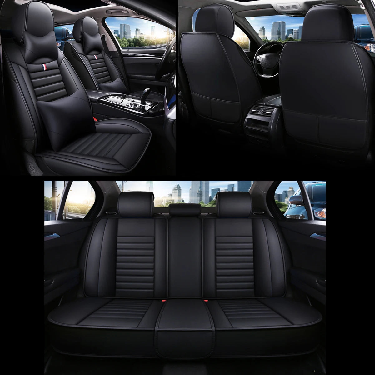 Kroak Universal 5 Seat PU Leather Car Seat Covers With Cushions