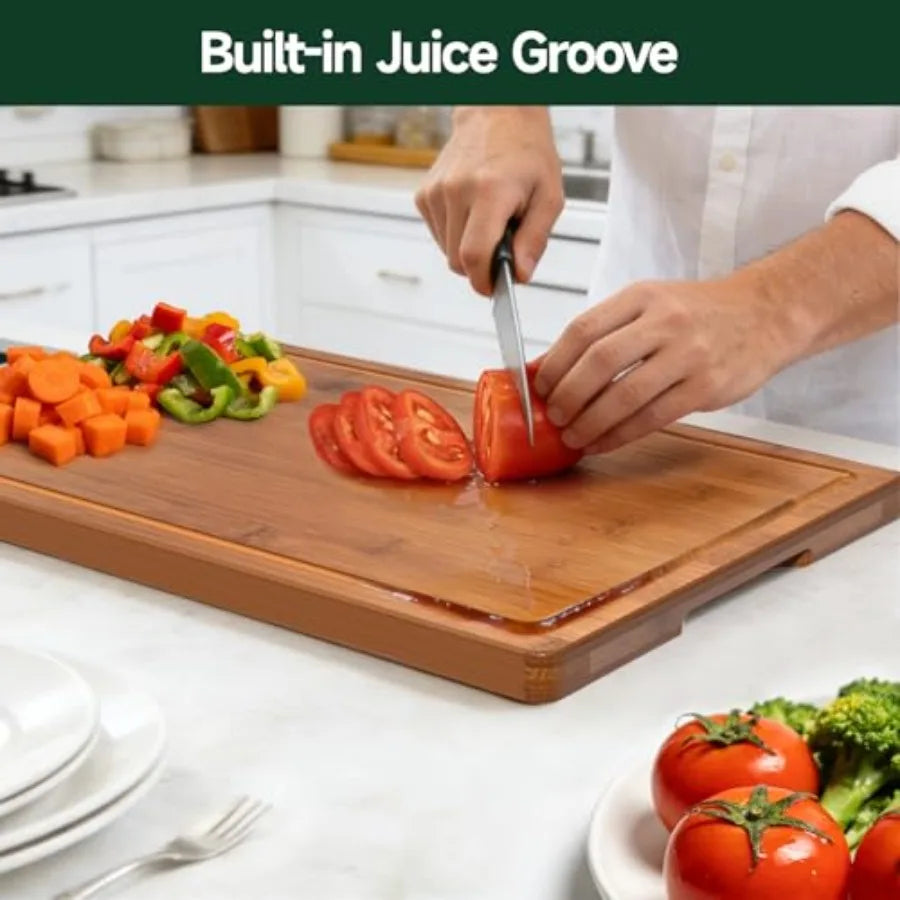Wood Cutting Board With Deep Juice Grooves And PreOiled Finish