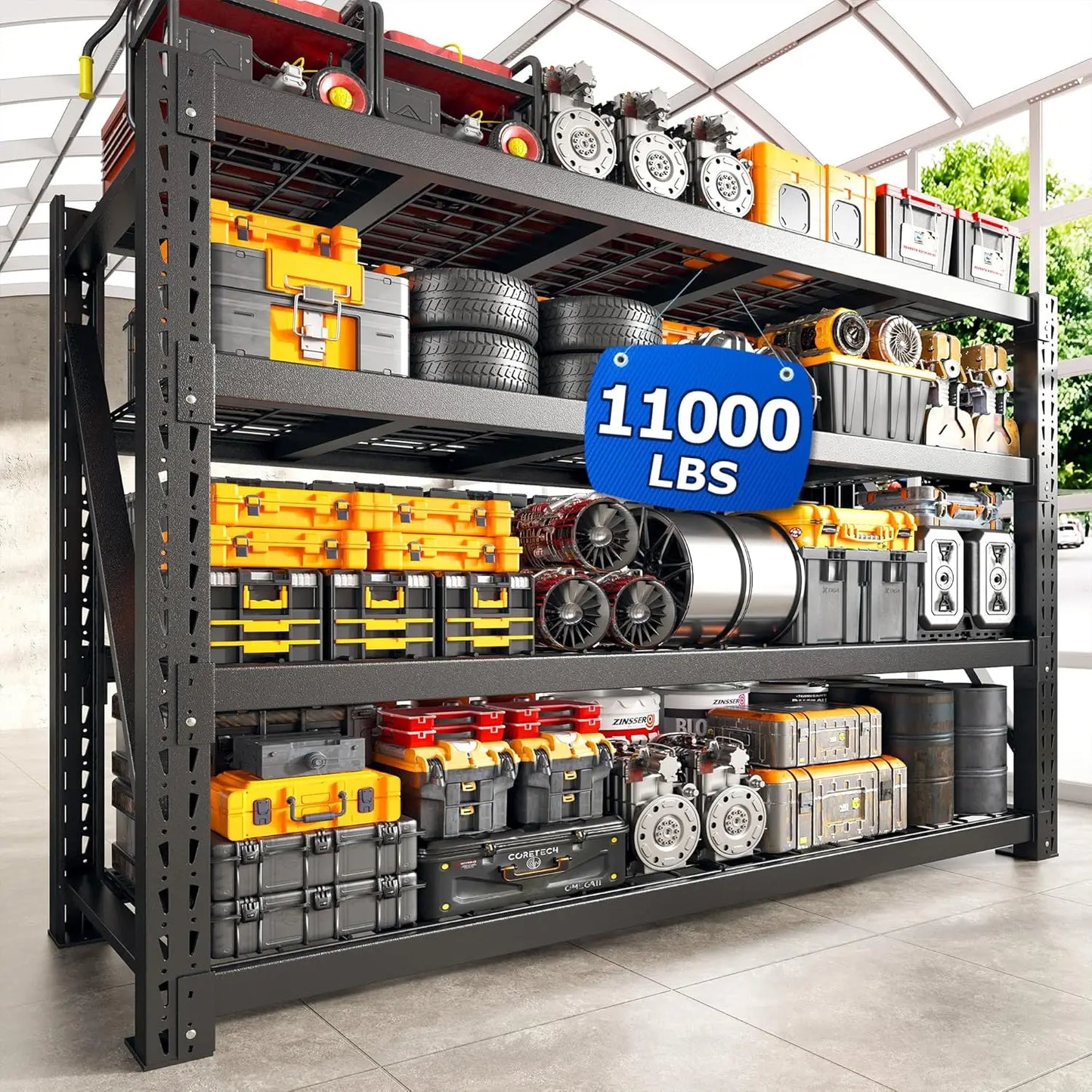 Heavy Duty Adjustable 4 Tier Metal Garage Shelving Basement Storage