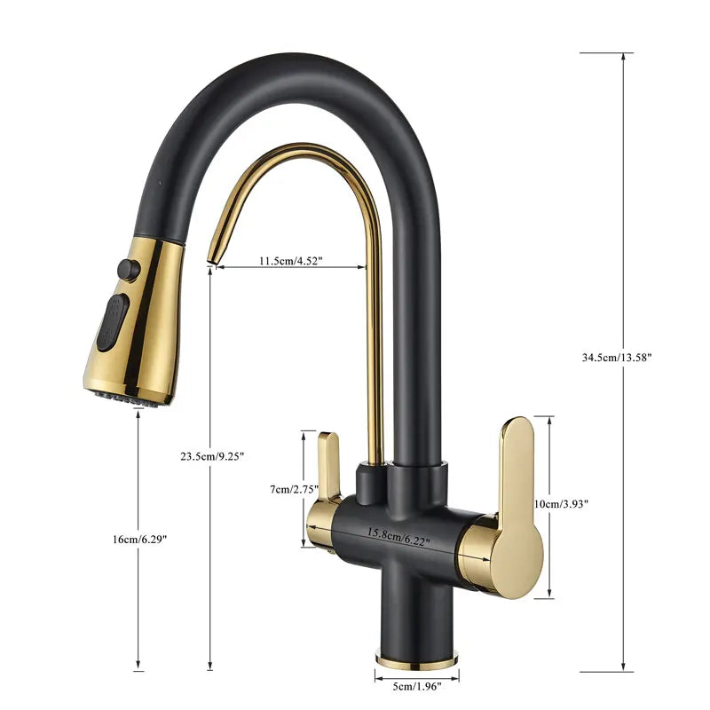 Gold /Black/Chrome Kithcen Purified Faucet Pull Out Water Filter Tap 2/3 Way Torneira Hot Cold Mixer Sink Crane Kitchen Drink