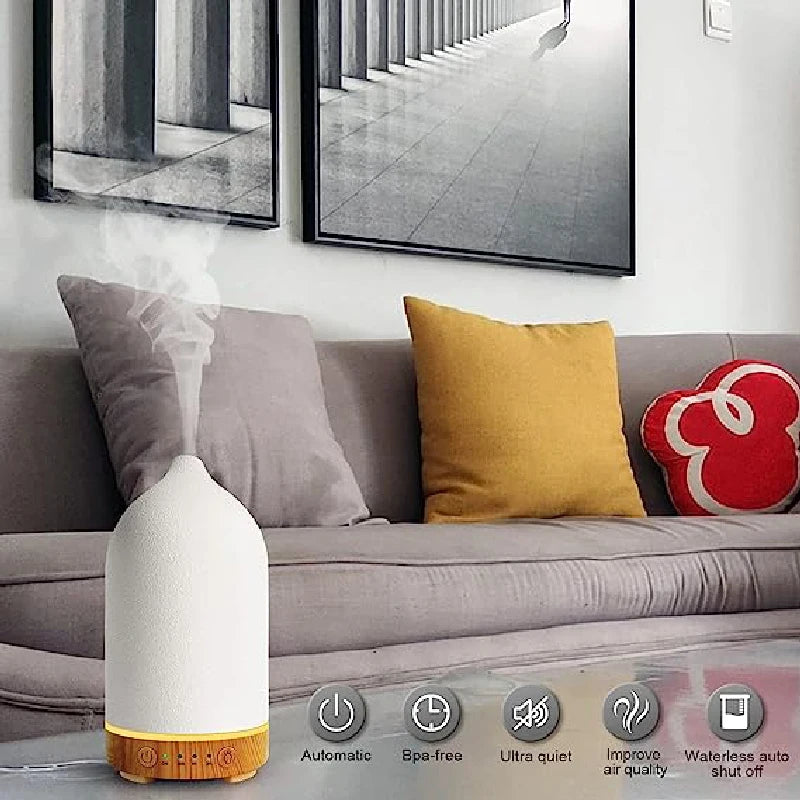 PDQ Ceramic Air Humidifier Aromatherapy Diffuser With LED Lights