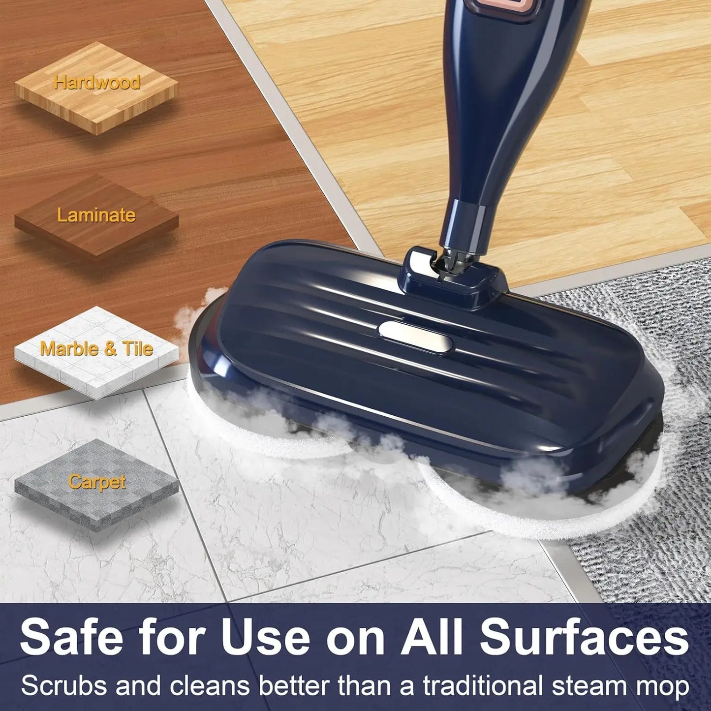 INSE VM6 Steam Mop With Rotating Floor Pad For Homes