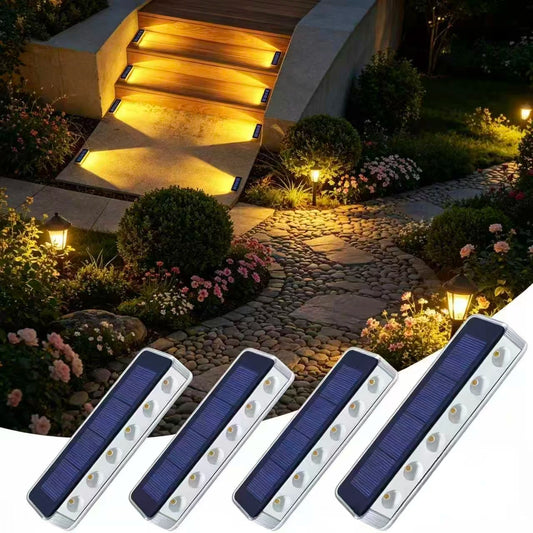 4 Pack Outdoor Solar LED Step Lights IP68 Waterproof Deck Stair Lights