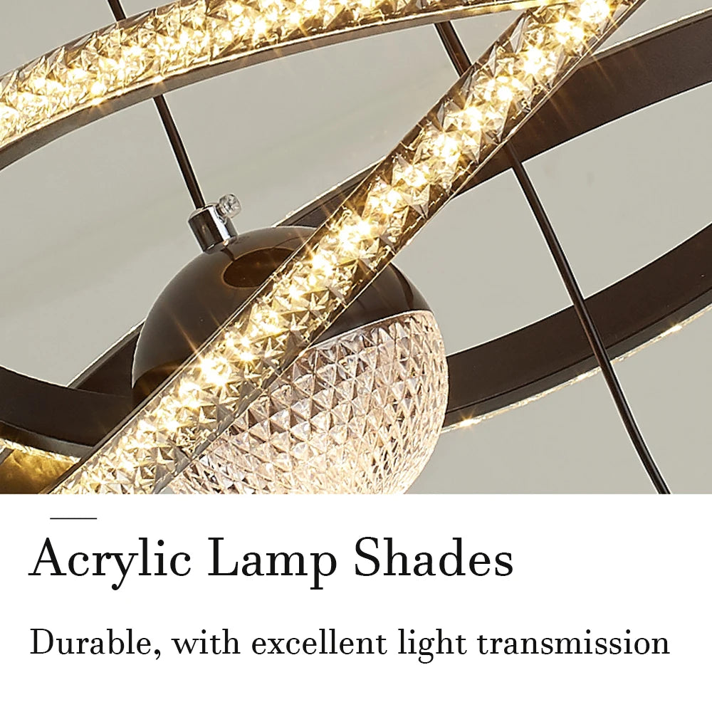 Modern LED Pendant Light With Four Spherical Heads Remote Control