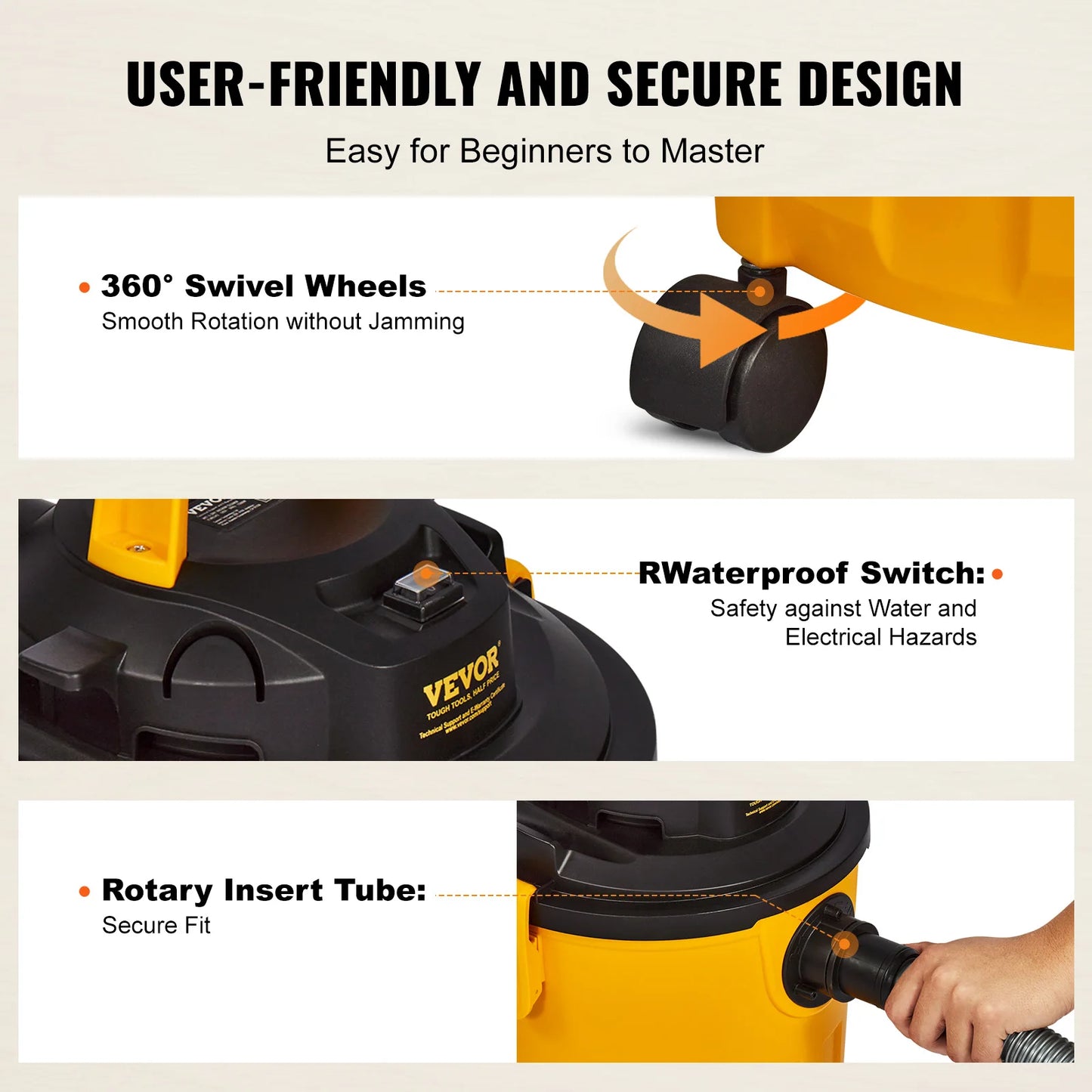 SucceBuy Wet Dry Vacuum 6 Peak HP With Blower Suction