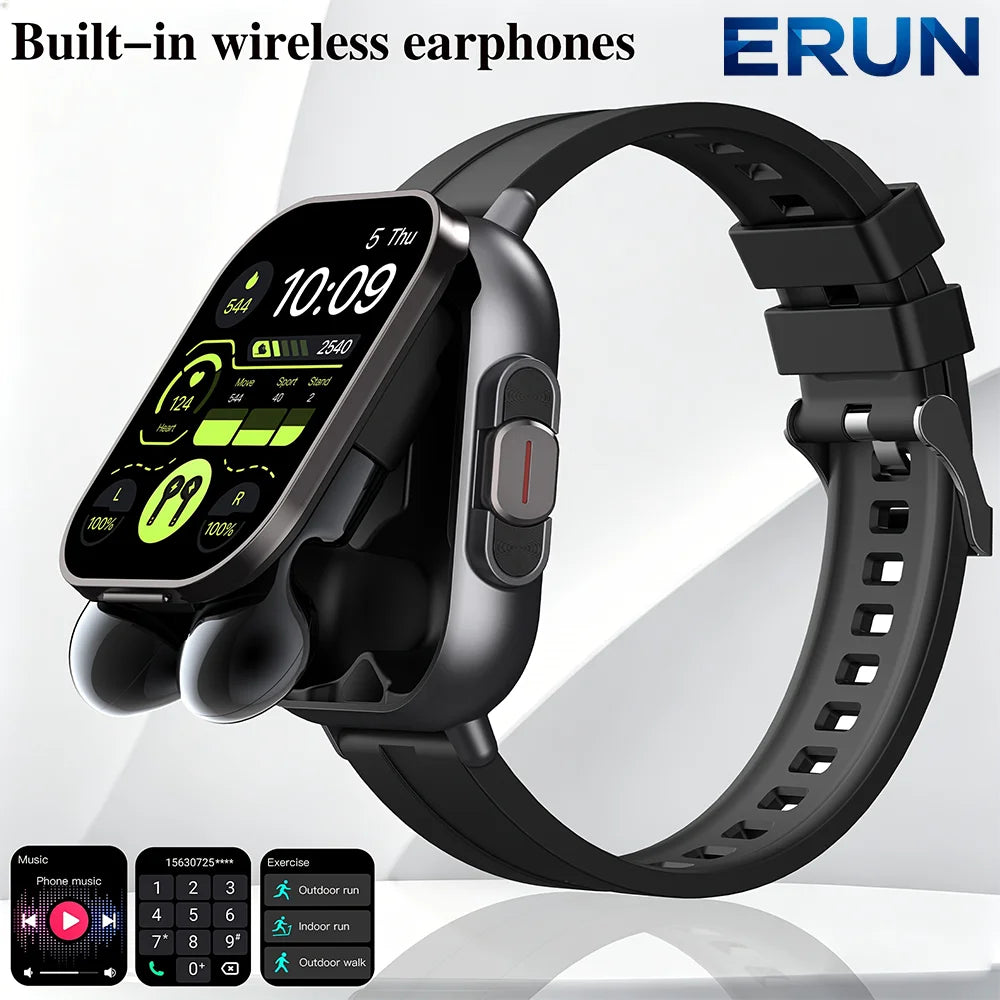 ERUN Smartwatch With Wireless Earphones Touchscreen And Fitness Tracking