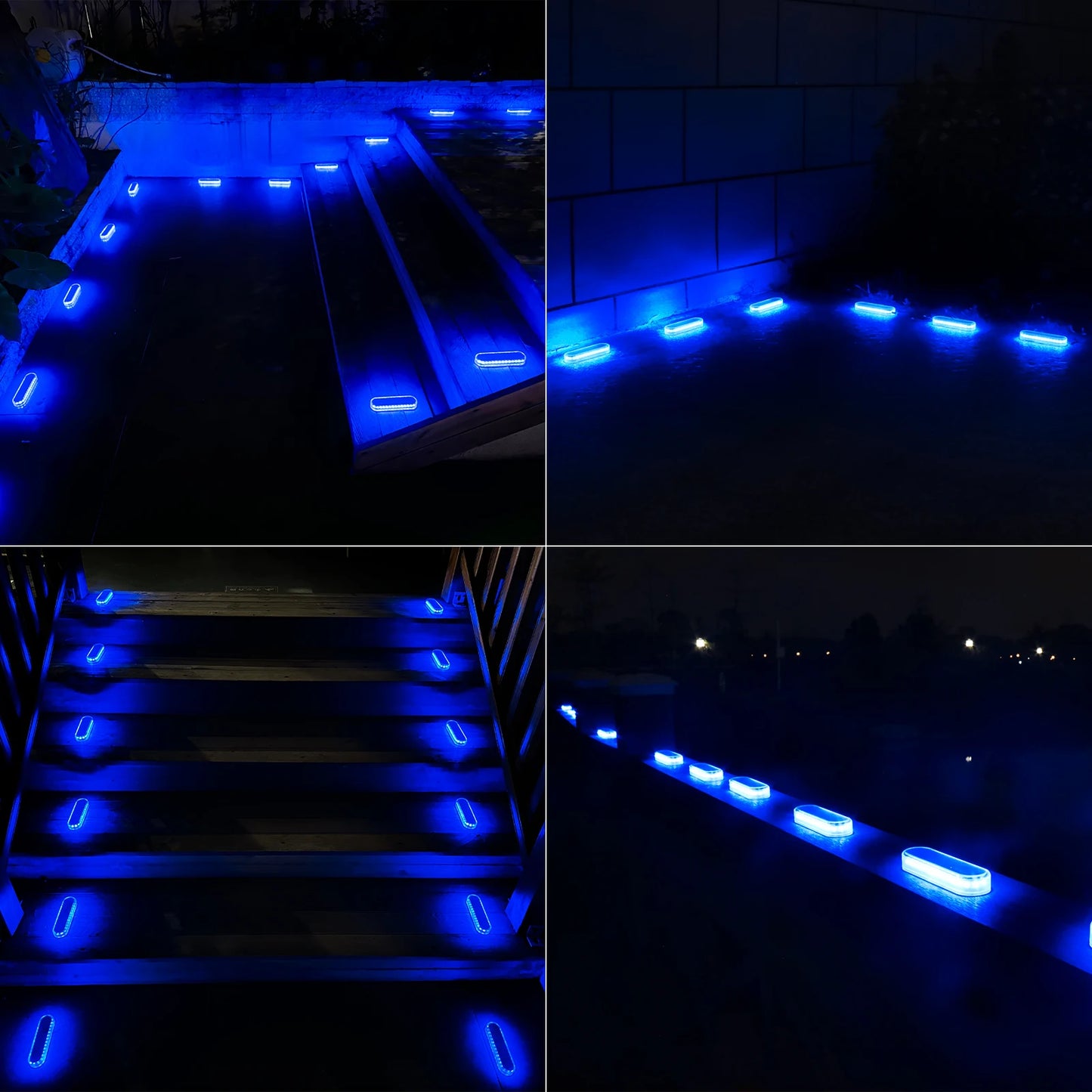 Solar LED Deck Lights 4 Pack Auto On Off Outdoor IP68 Waterproof