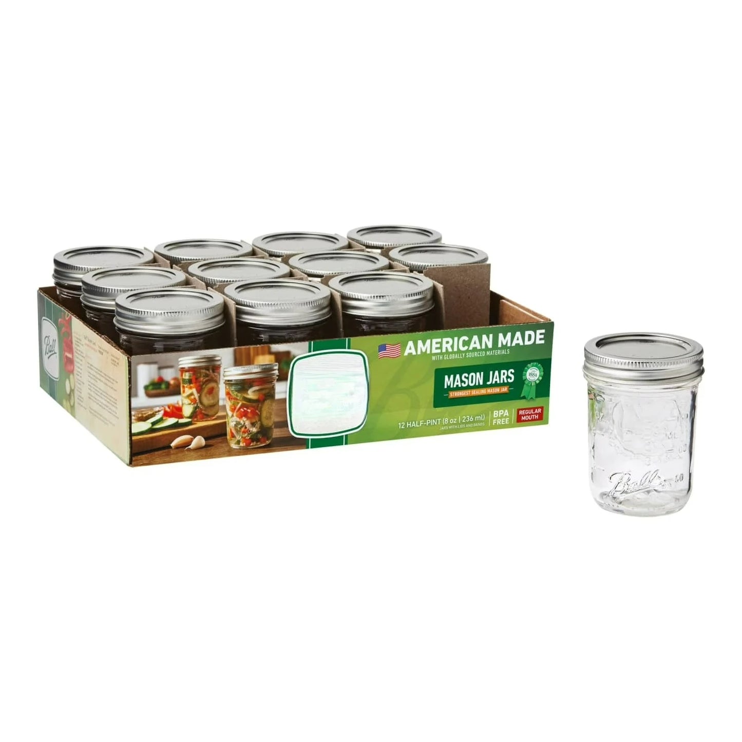 Mason Jars Regular Mouth 12 Pack With Lids For Canning