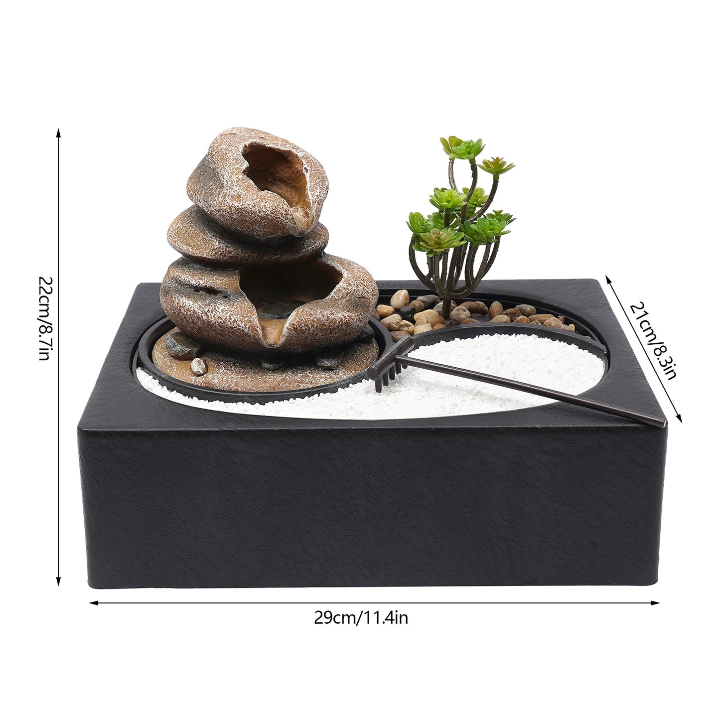 Bymaocar Tabletop Resin Rock Water Fountain With LED Light