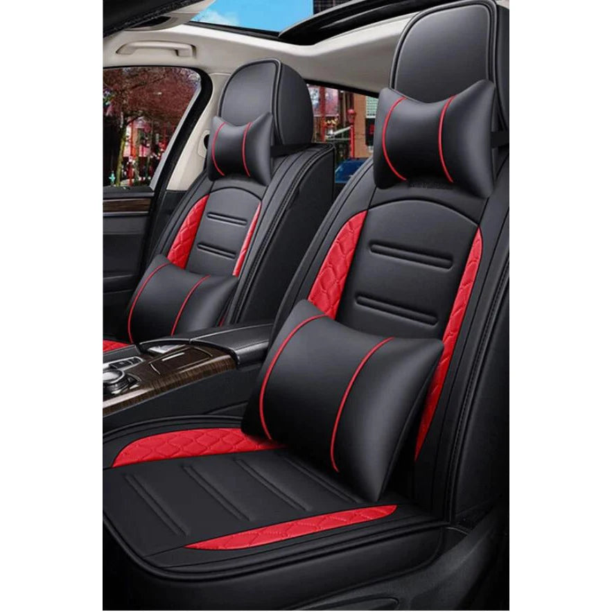 PU Leather Quilted Car Seat Covers For Honda 5 Seat Front And Rear Full Set