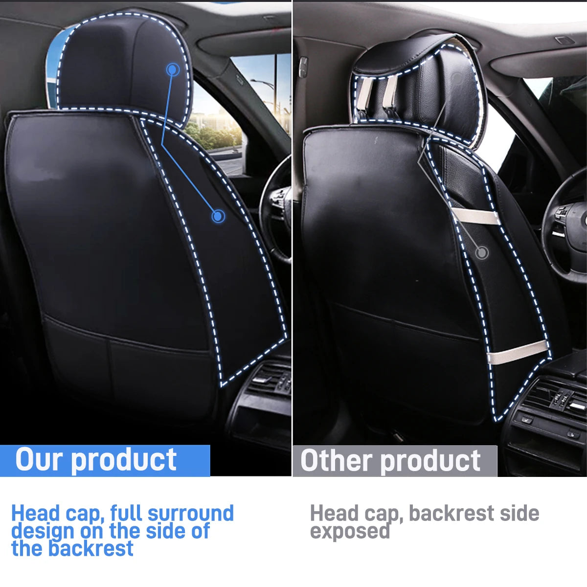 Kroak Universal 5 Seat PU Leather Car Seat Covers With Cushions