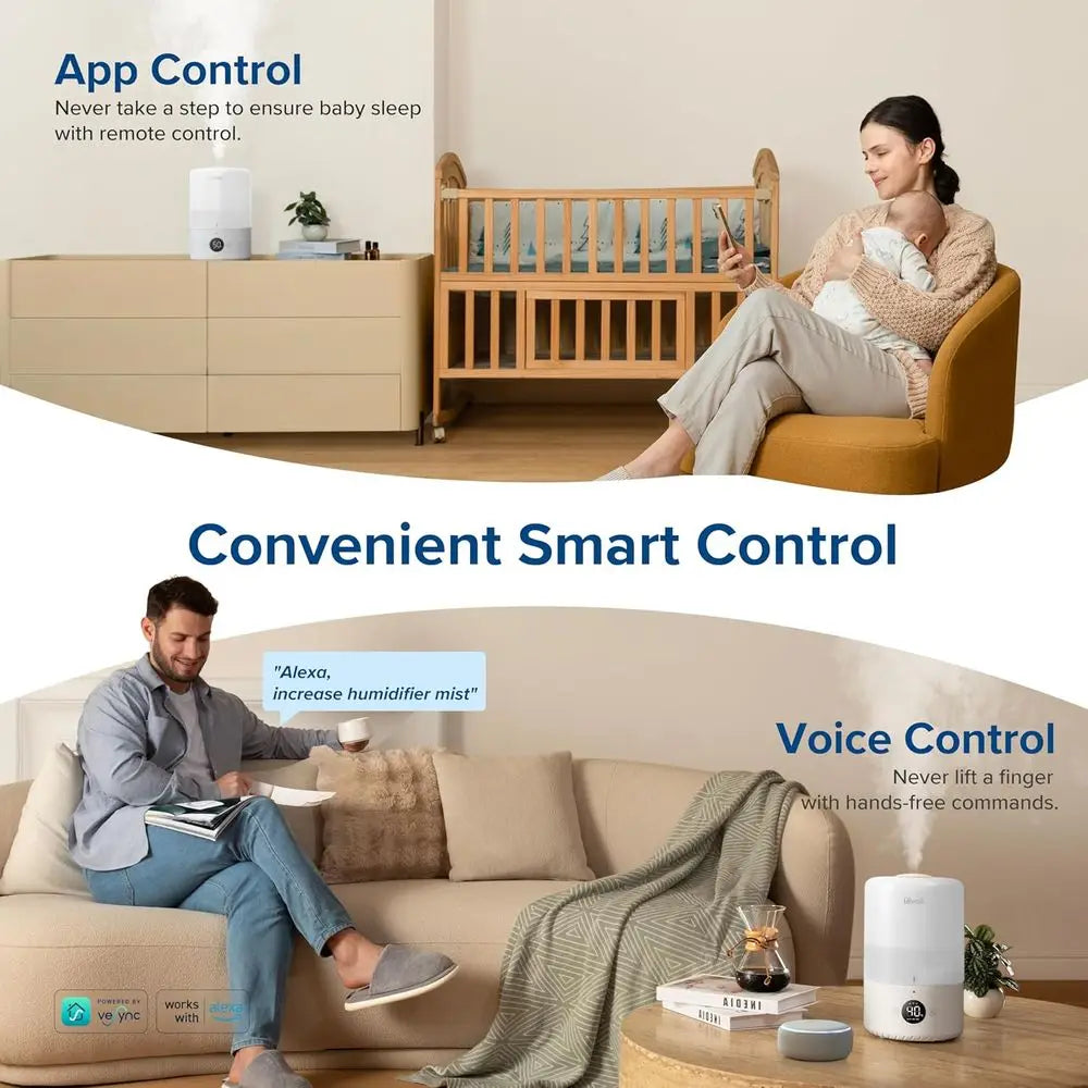Ultra Quiet Humidifier With Auto Shut Off Smart App And Voice Control