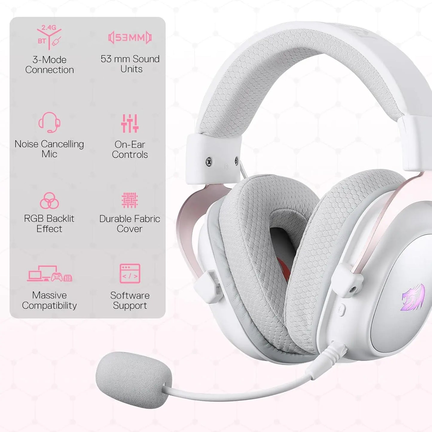 Redragon H510 Pro 7 1 Surround Sound Gaming Headset With 53mm Drivers
