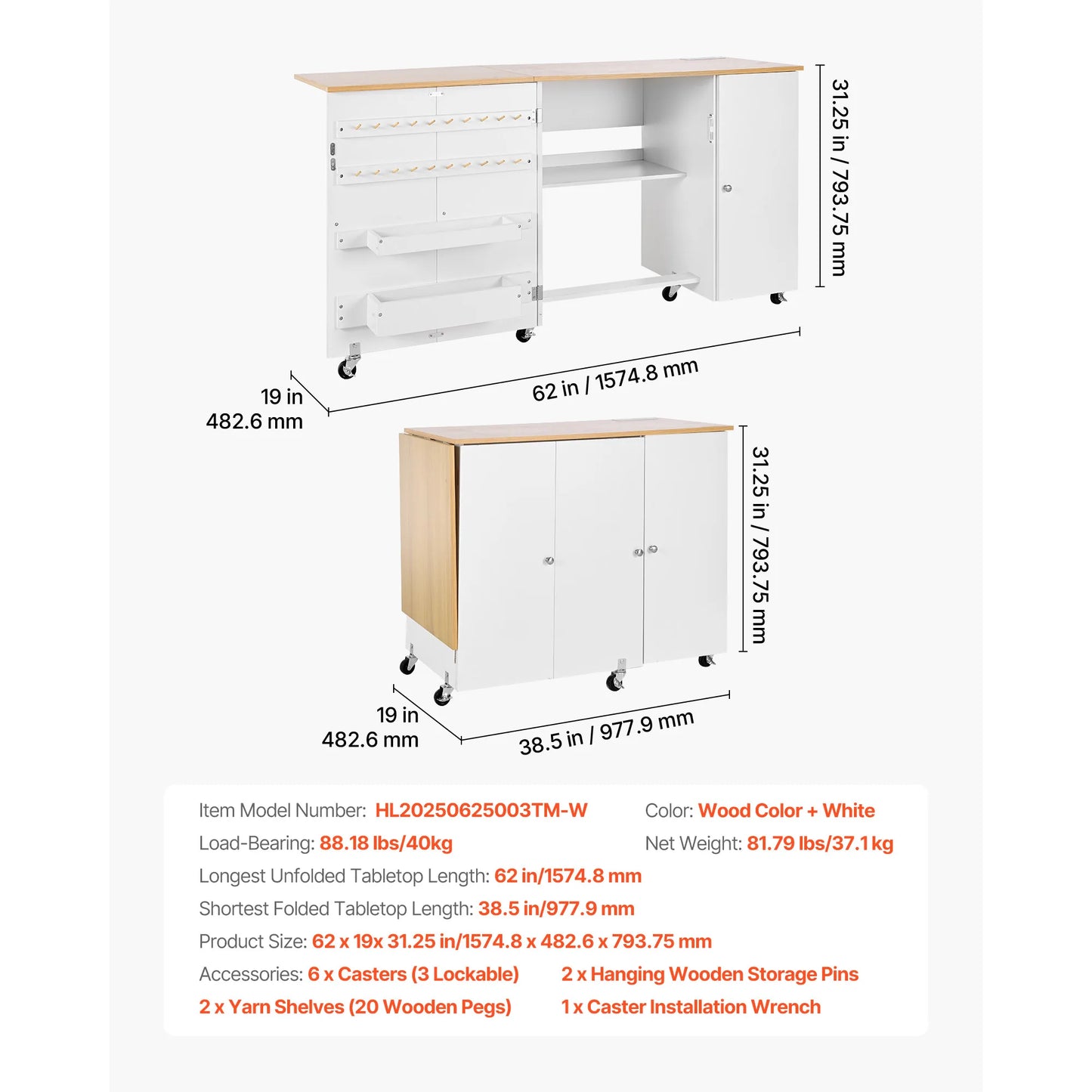 SucceBuy Folding Sewing Table Multipurpose Sewing Machine Table with Cabinet Charging Station Compact Design Side Desk for Home