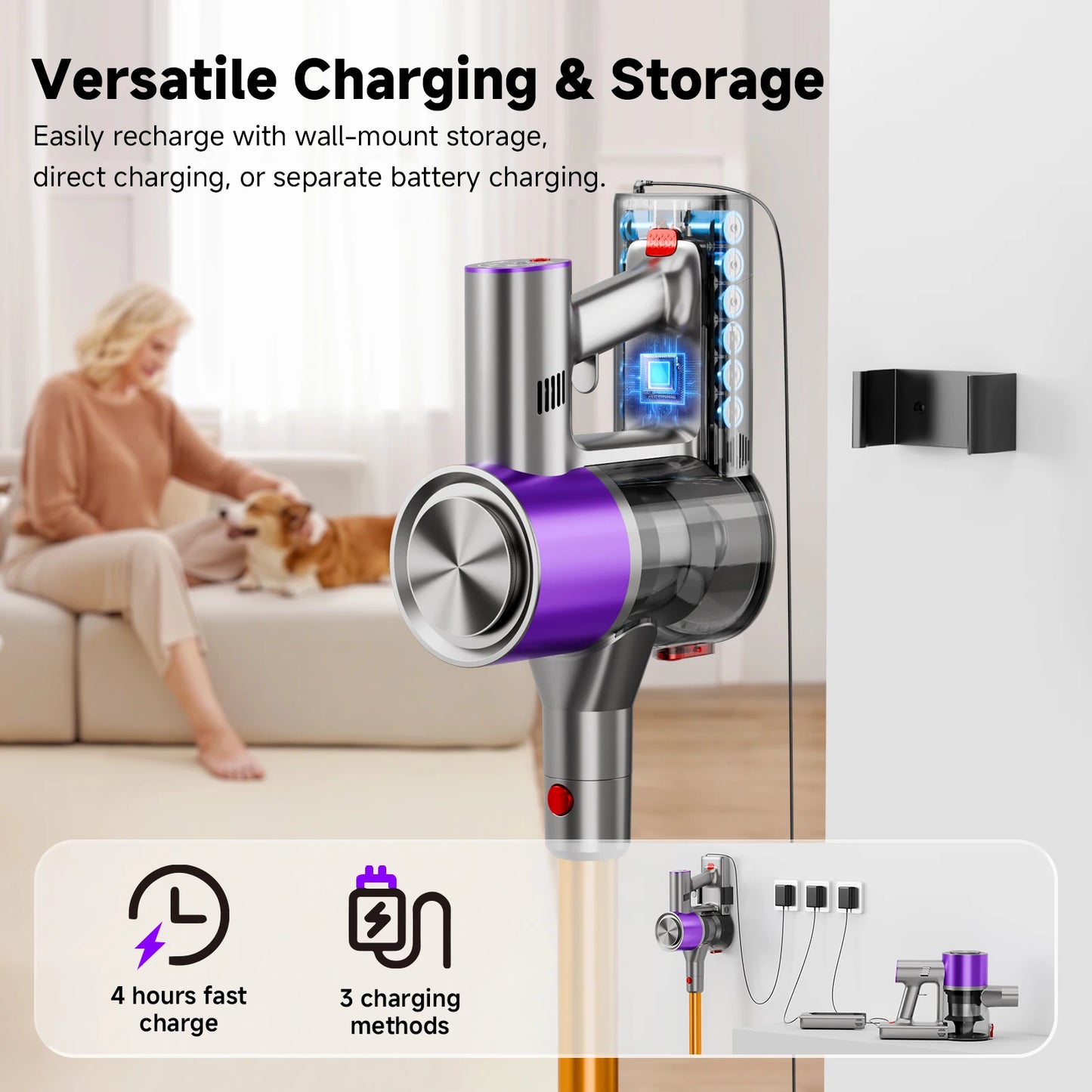 Honki Cordless Stick Vacuum LED Display Auto Stand Pet Hair