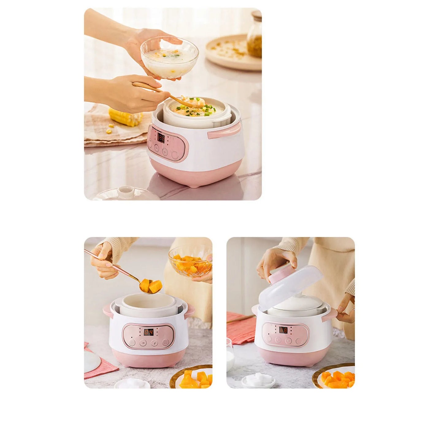 Romellar Mini Rice Cooker Electric Stew Pot Anti Dry Burn