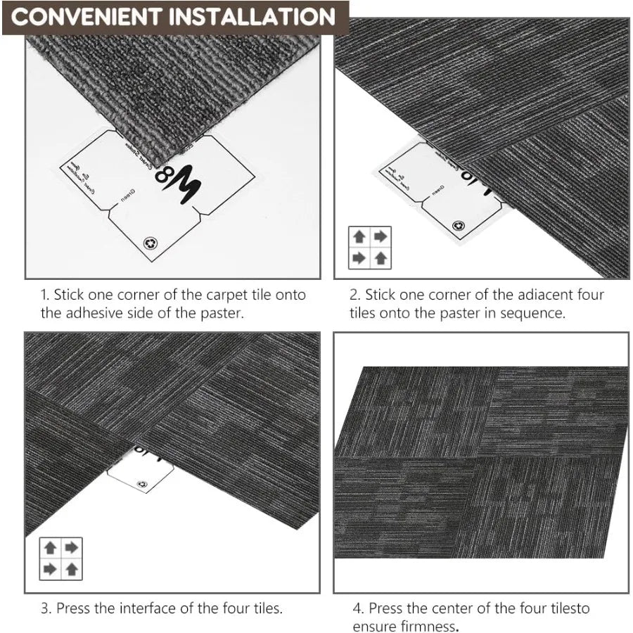 Carpet Tiles Removable Non Slip Floor Tiles For Office Home Gym