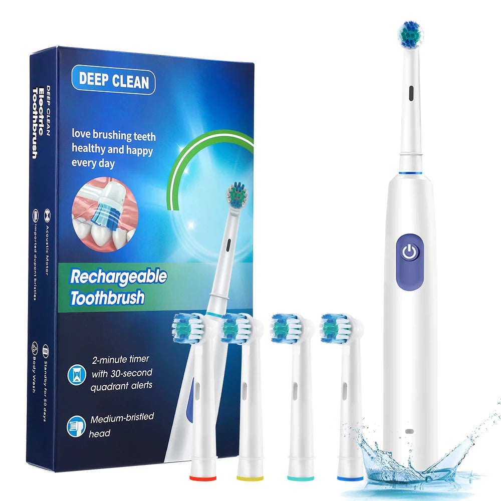 Electric Rechargeable Rotating Toothbrush With Five Modes And Timer