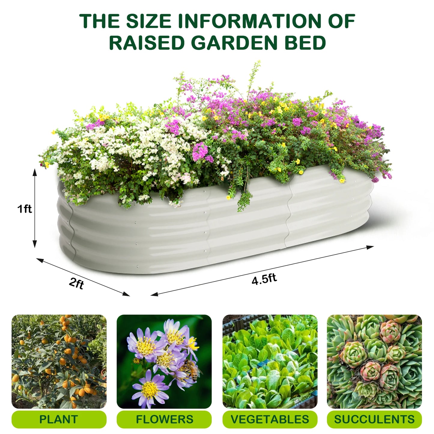 HiMISS Oval Galvanized Raised Garden Bed Two Pack Outdoor