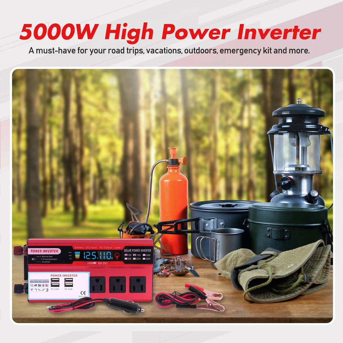 Portable 5000W Car Power Inverter With Pure Sine Wave