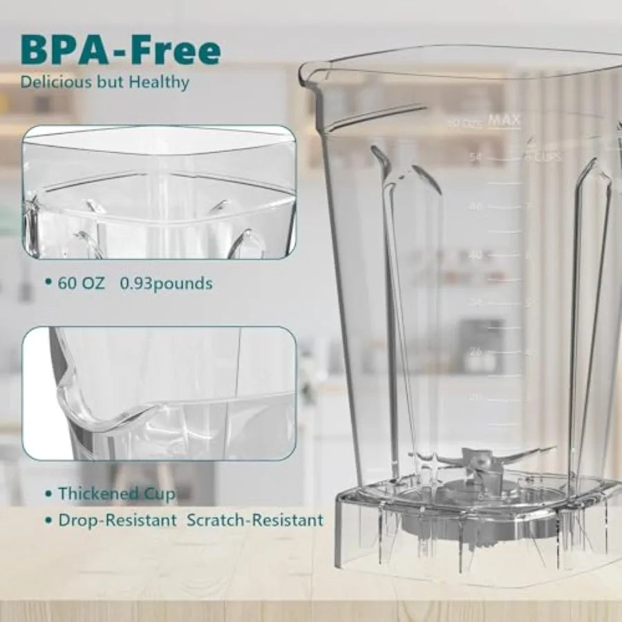 High Speed 1800W Blender With Stainless Steel Blades 60oz Jar