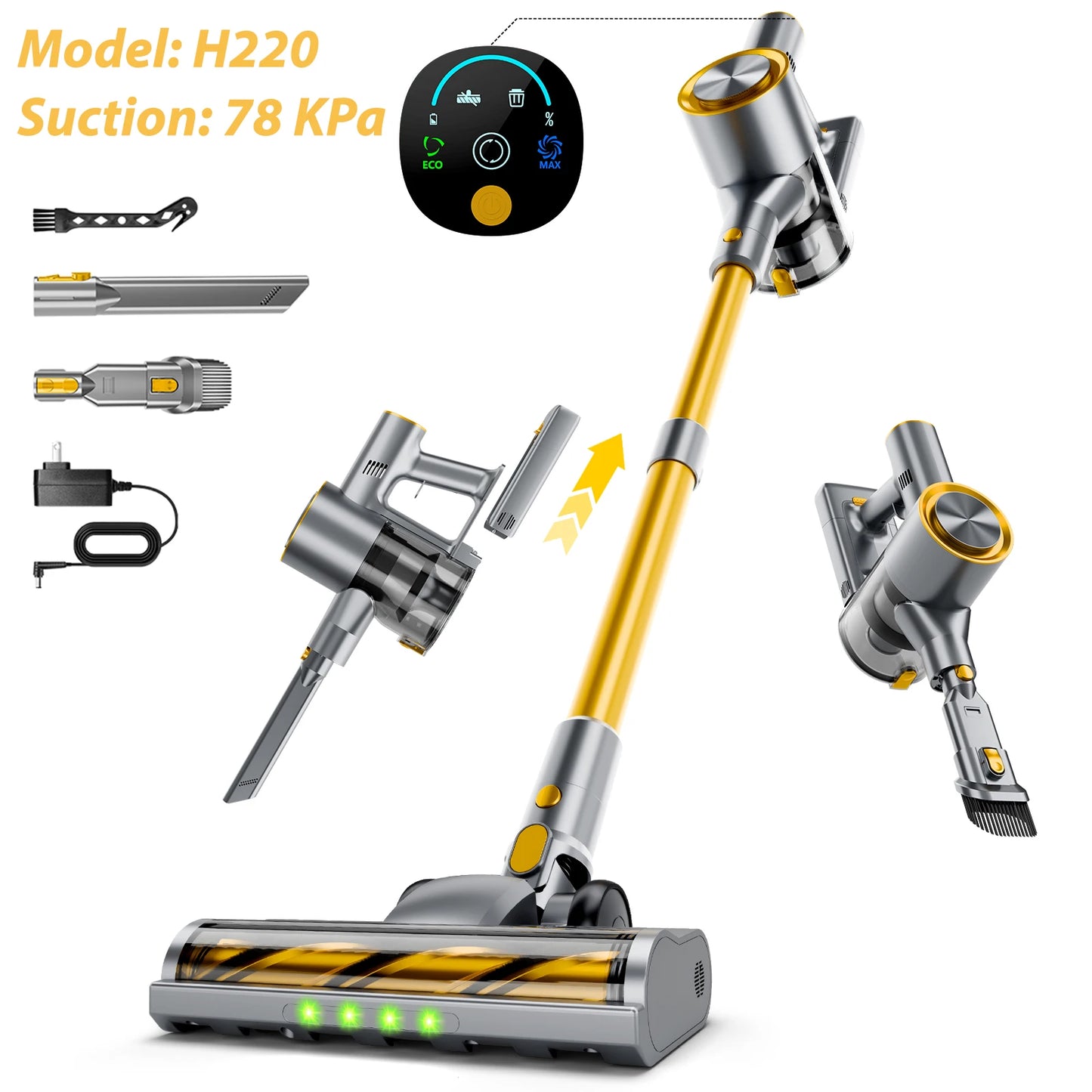 Honki Cordless Stick Vacuum LED Display Auto Stand Pet Hair