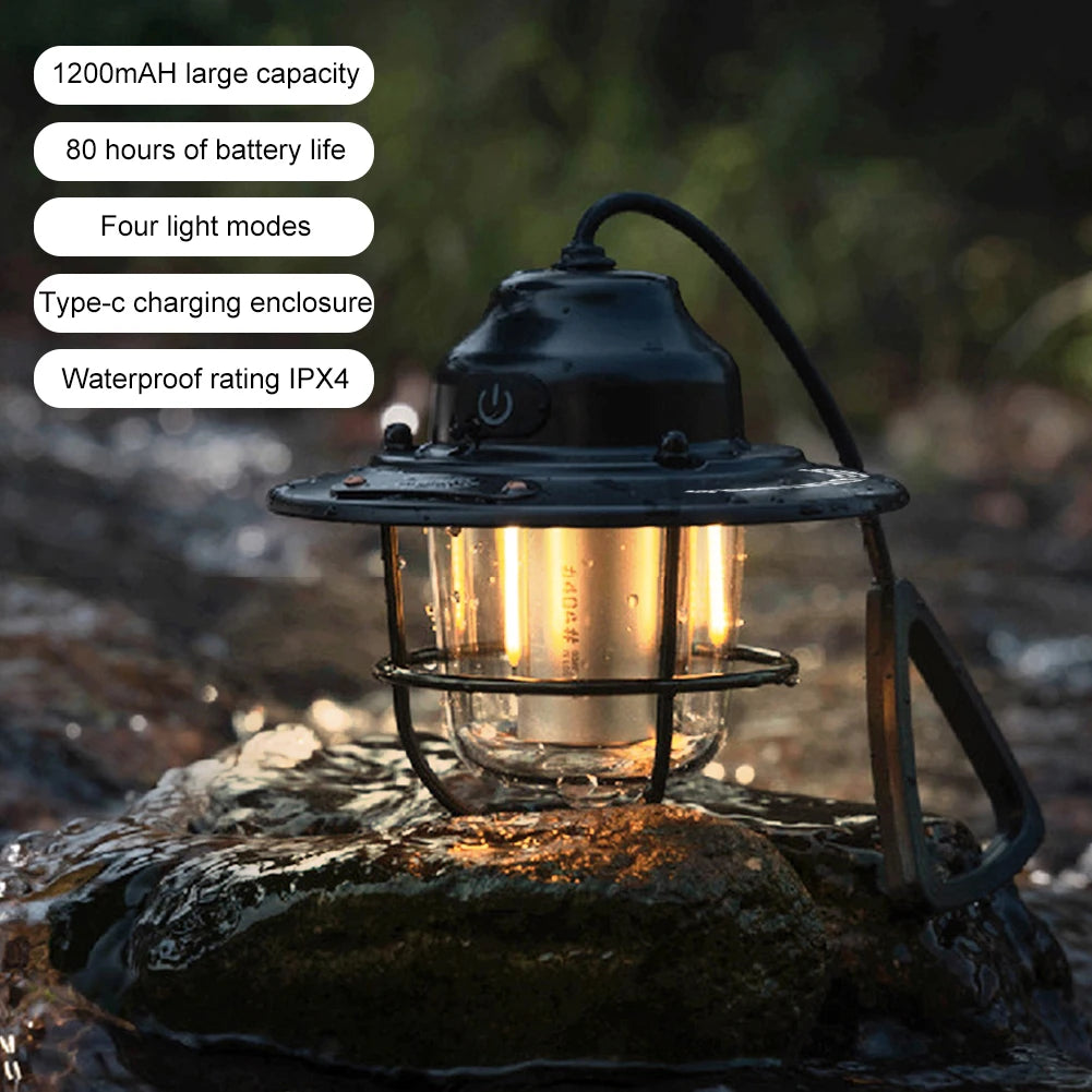 Led Camping Lantern Dimmable Type C Charging Four Mode Light