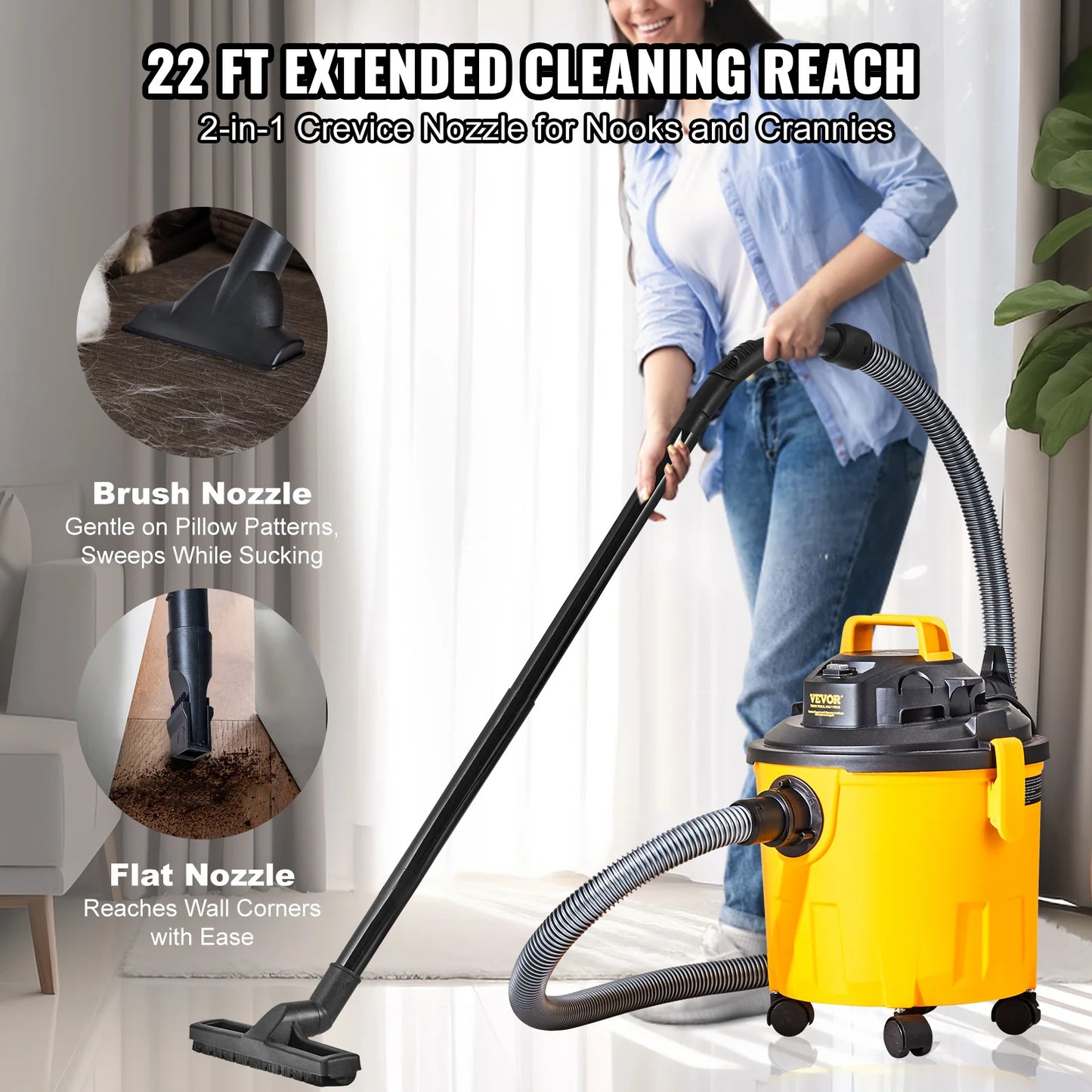 SucceBuy Wet Dry Vacuum 6 Peak HP With Blower Suction