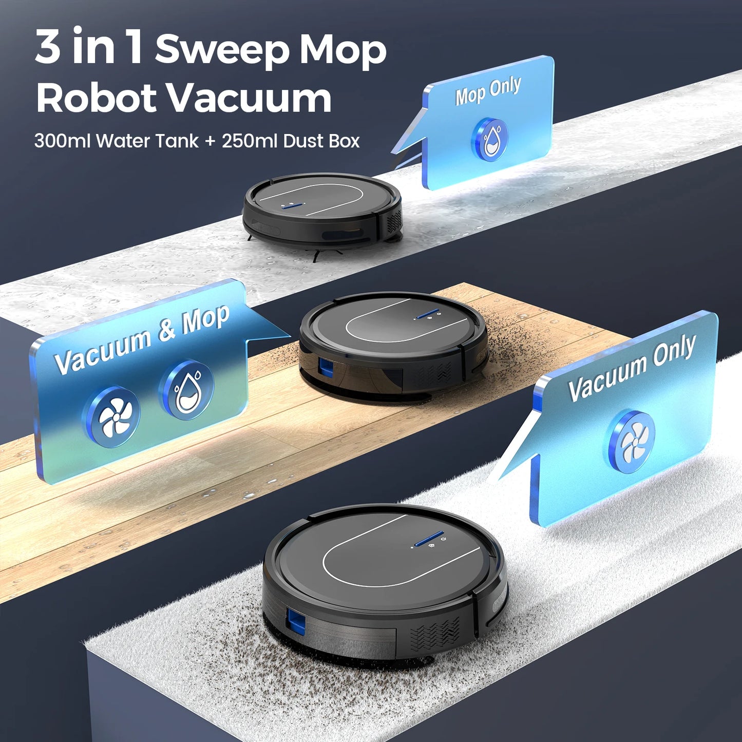INSE Robot Vacuum Cleaner 3 In 1 Sweep Mop With 5000Pa Suction Alexa WiFi App