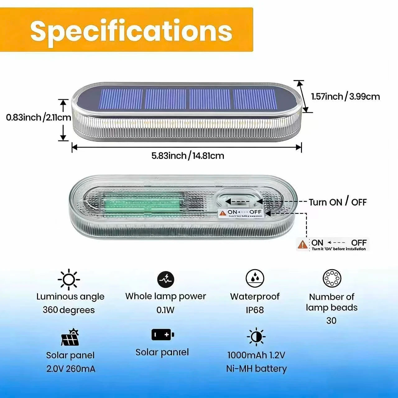 Solar LED Deck Lights 4 Pack Auto On Off Outdoor IP68 Waterproof
