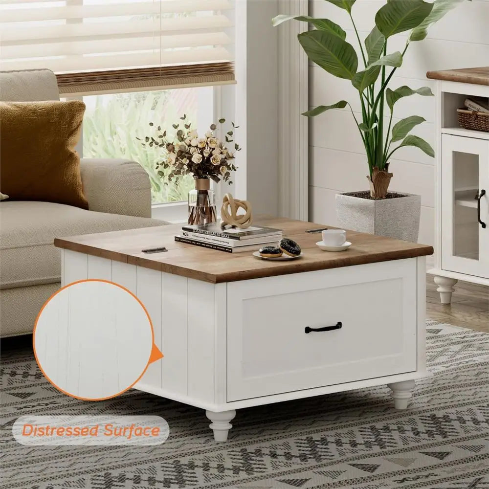 Coffee Table With Storage Cabinet Square Wooden Center Table For Living Room