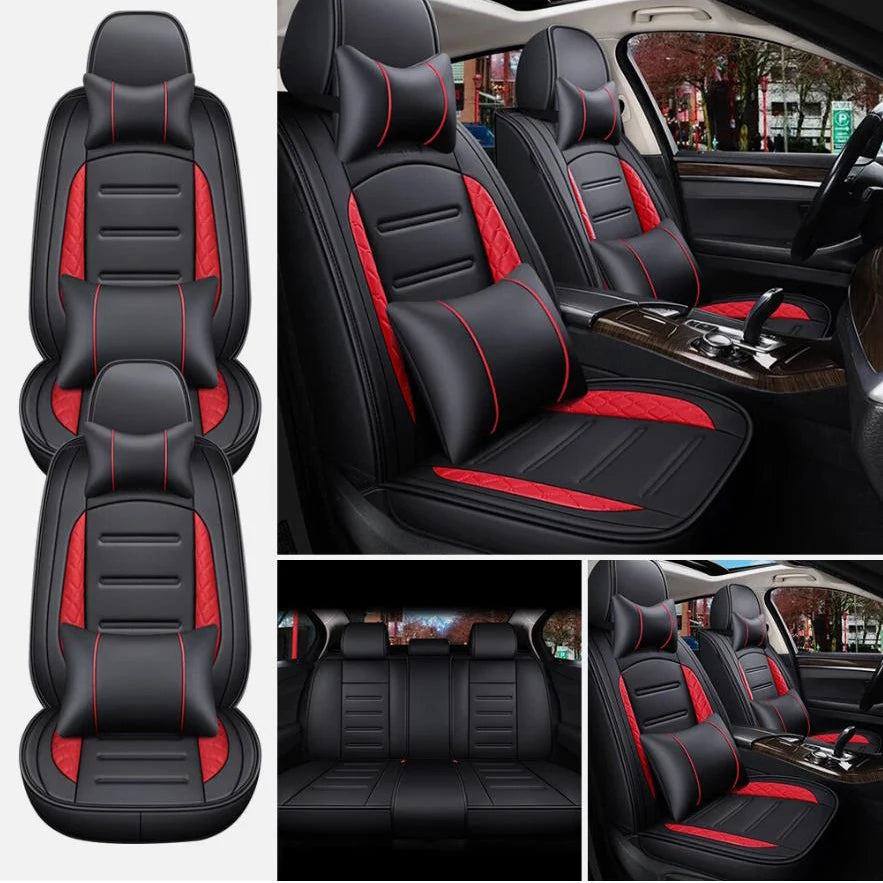 PU Leather Quilted Car Seat Covers For Honda 5 Seat Front And Rear Full Set