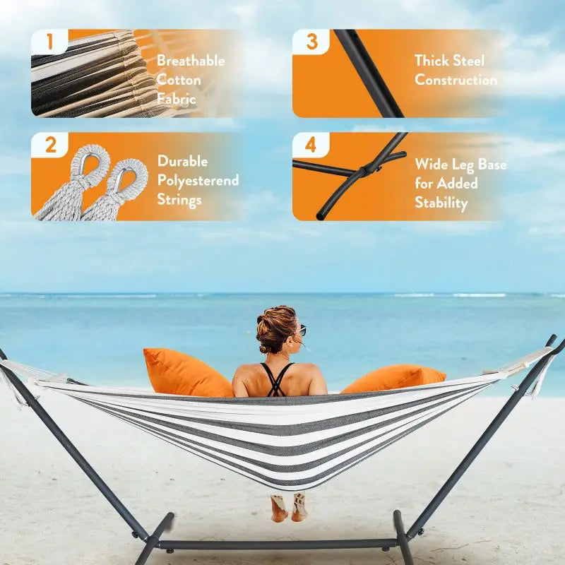 Gyroor Adjustable Stand Hammock 600 Lb Capacity For Outdoor Relaxation