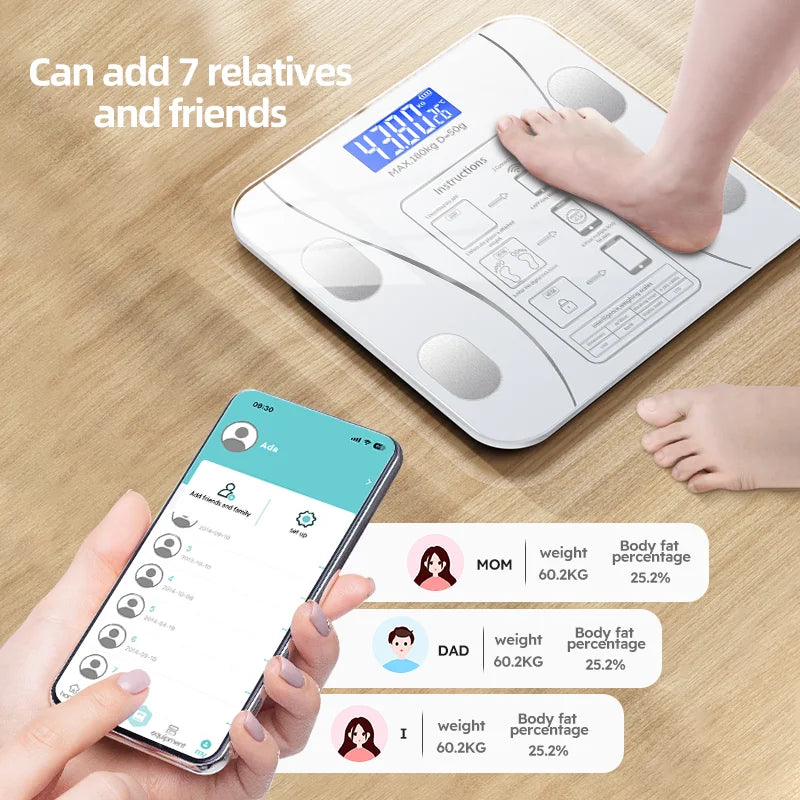Smart Body Fat Scale Wireless LED Digital Body Composition Analyzer