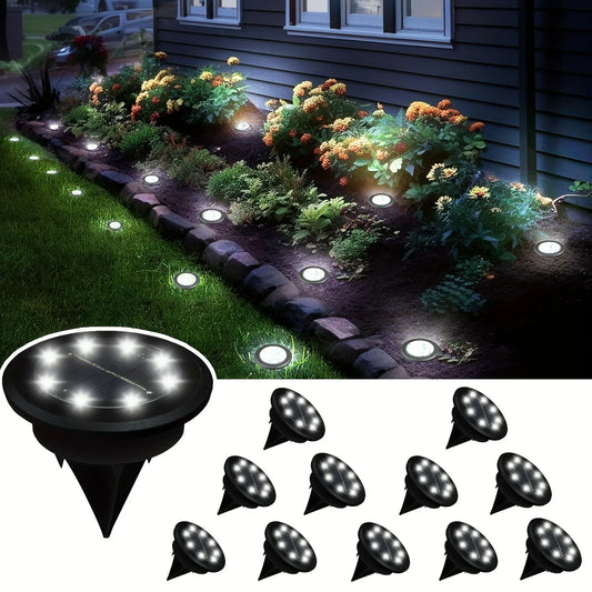 12Pcs Solar Underground Lights for Landscape and Lawn, Embedded Installation, Portable Led White Light, Outdoor Decorative Lights, Suitable for Steps, Railings, Patios, Gardens, Stairs, Yards