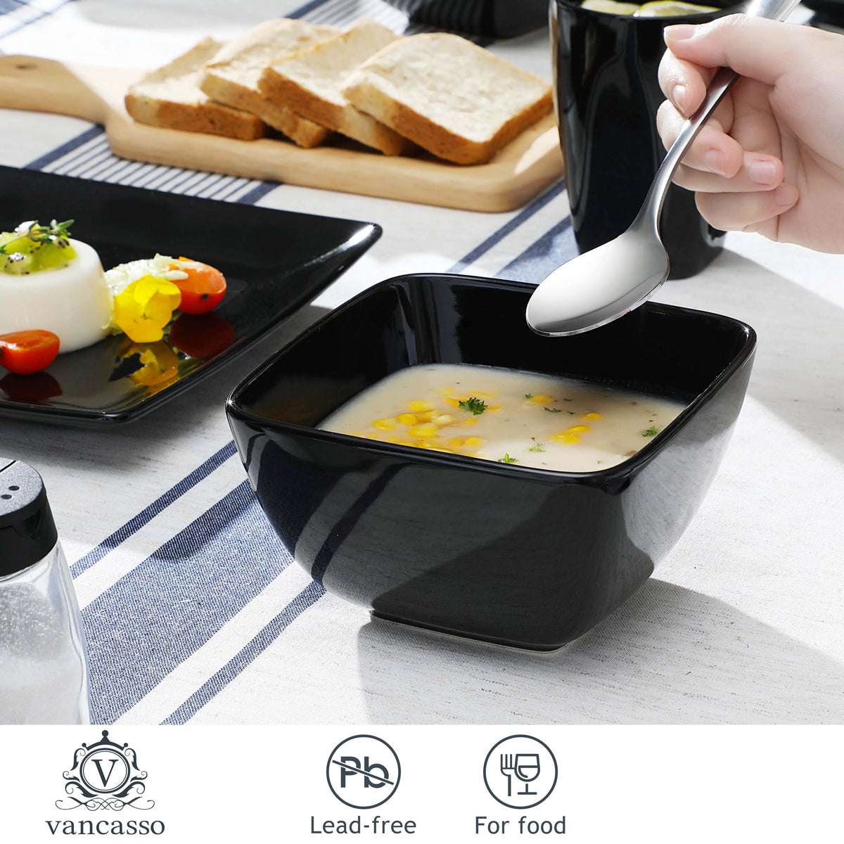 Vancasso Soho Porcelain Ceramic Square Dinnerware Set_COLLECTION