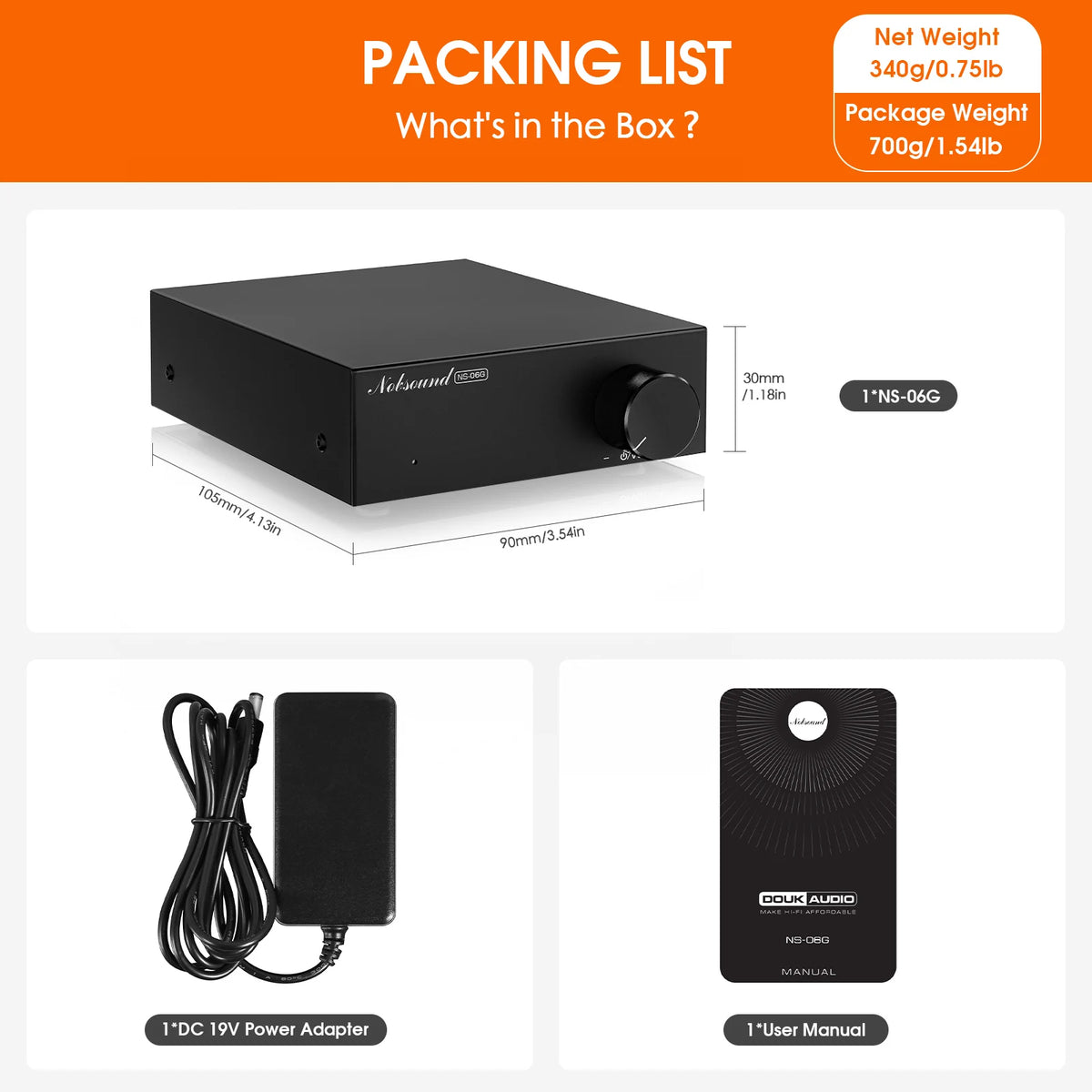 Nobsound NS-06G HiFi TPA3116 Digital Amplifier Home Desk Power Amp 60W×2 with Power Adapter