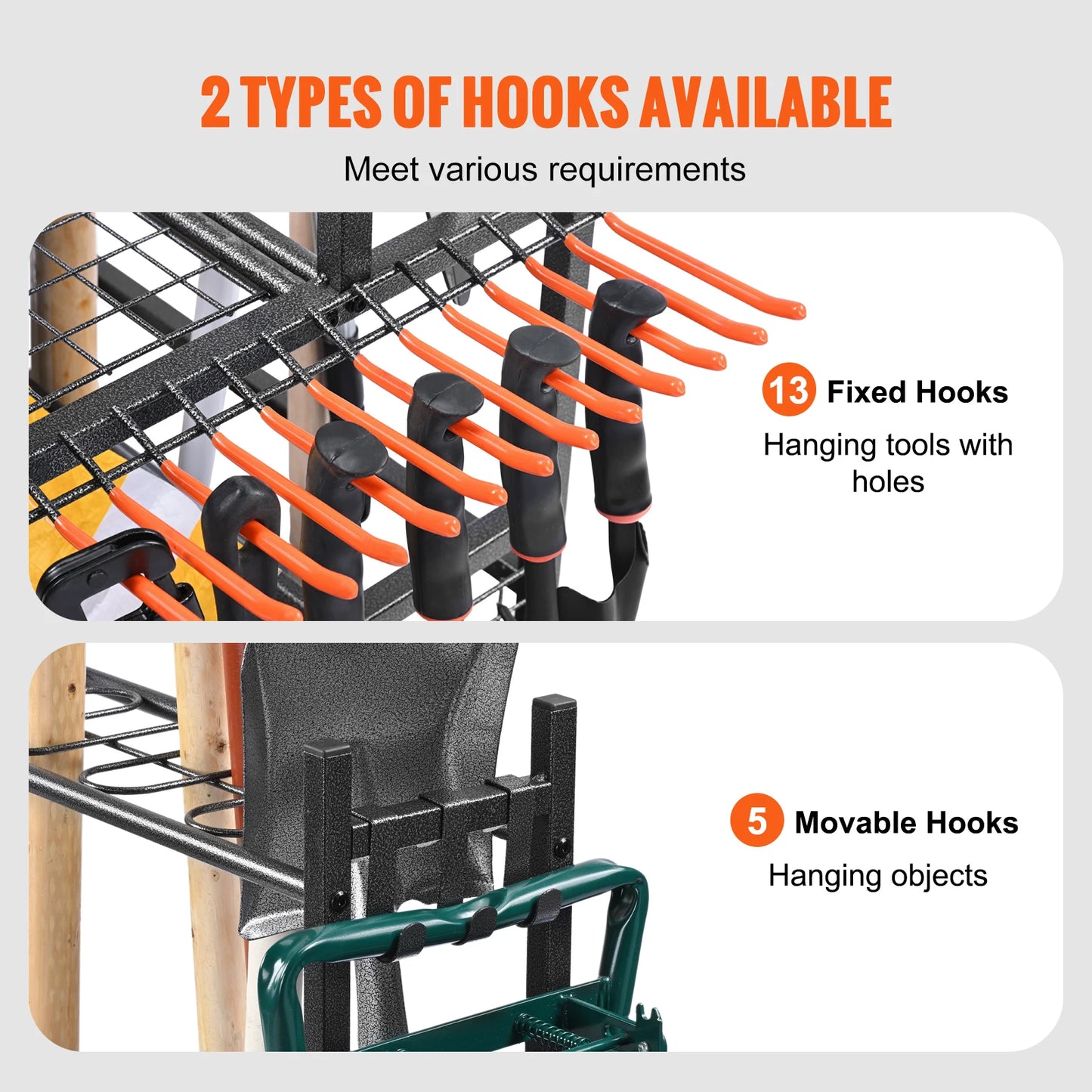SucceBuy 16 Slot Garden Tool Organizer Tower Rack With Hooks And Wheels