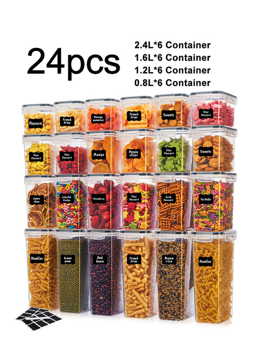 Airtight Rectangular Food Storage Containers With Labels