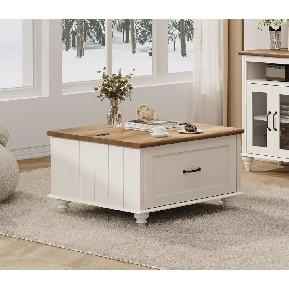 Coffee Table With Storage Cabinet Square Wooden Center Table For Living Room