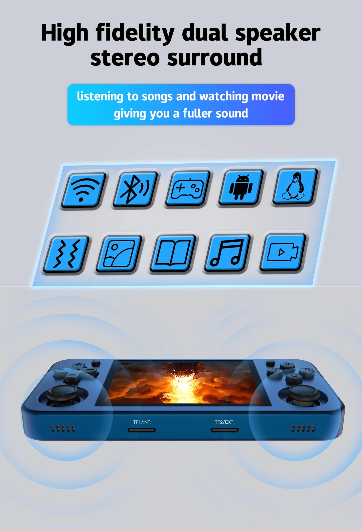 ANBERNIC RG353M Handheld Game Console 3.5 Inch Multi-touch Screen Dual OS Aluminum Alloy Shell HDMI-compatible WIFI Gaming Video Player
