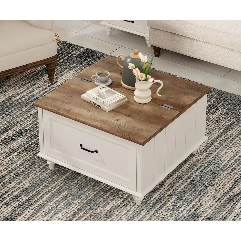 Coffee Table With Storage Cabinet Square Wooden Center Table For Living Room
