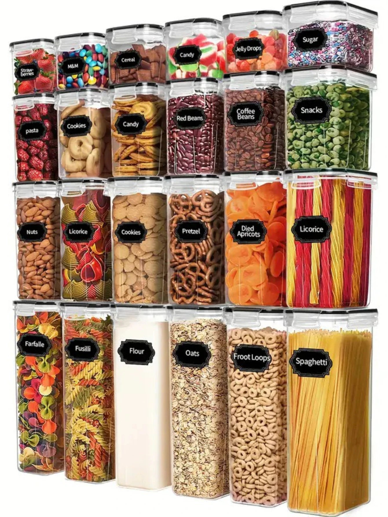 Airtight Rectangular Food Storage Containers With Labels