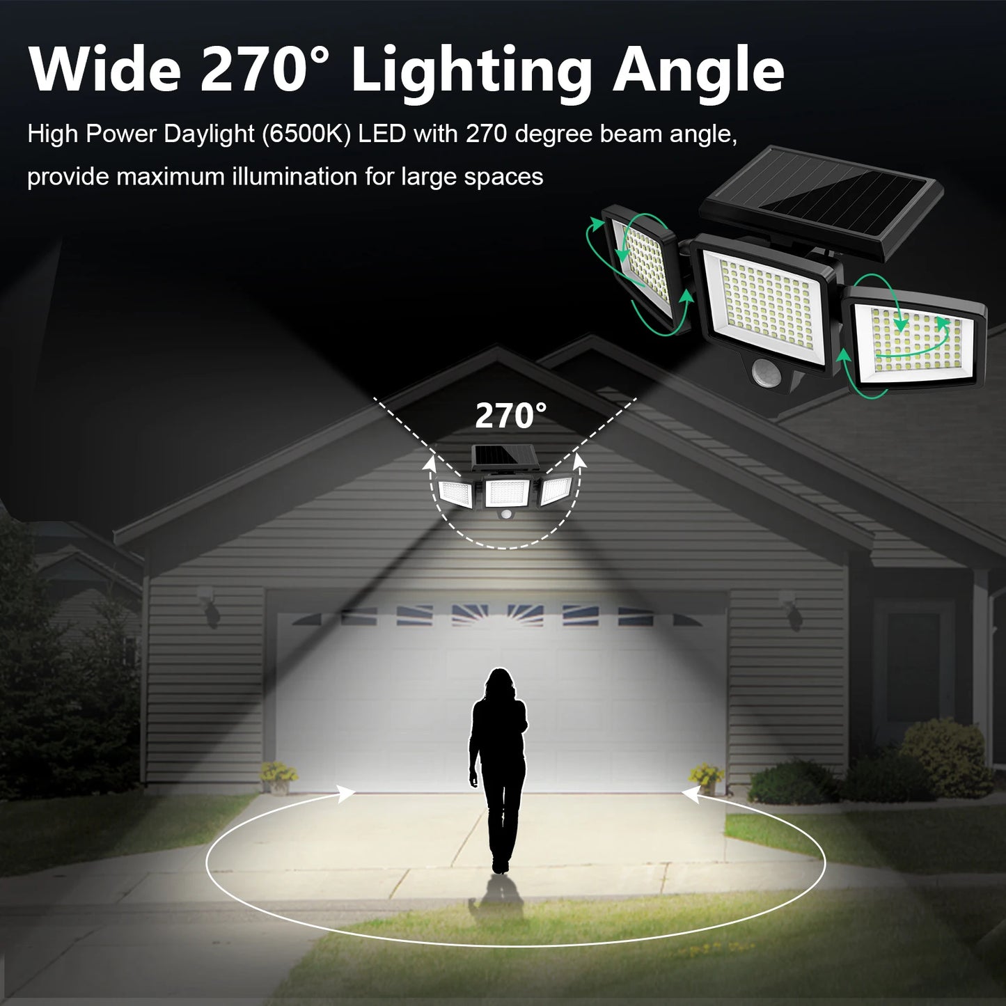 SZRSTH 3 Pack Solar Lights 2800LM Motion Sensor Security Lights