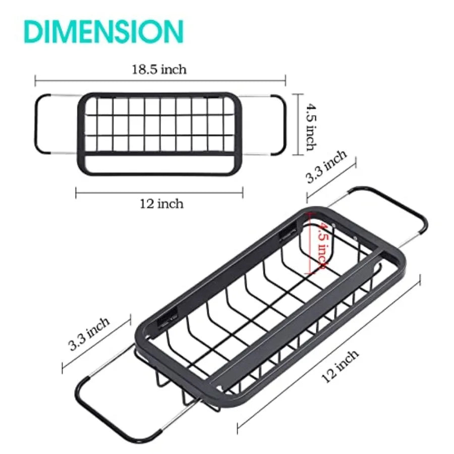 Expandable Sink Caddy Over The Sink Organizer Dish Towel Bar Stainless Steel
