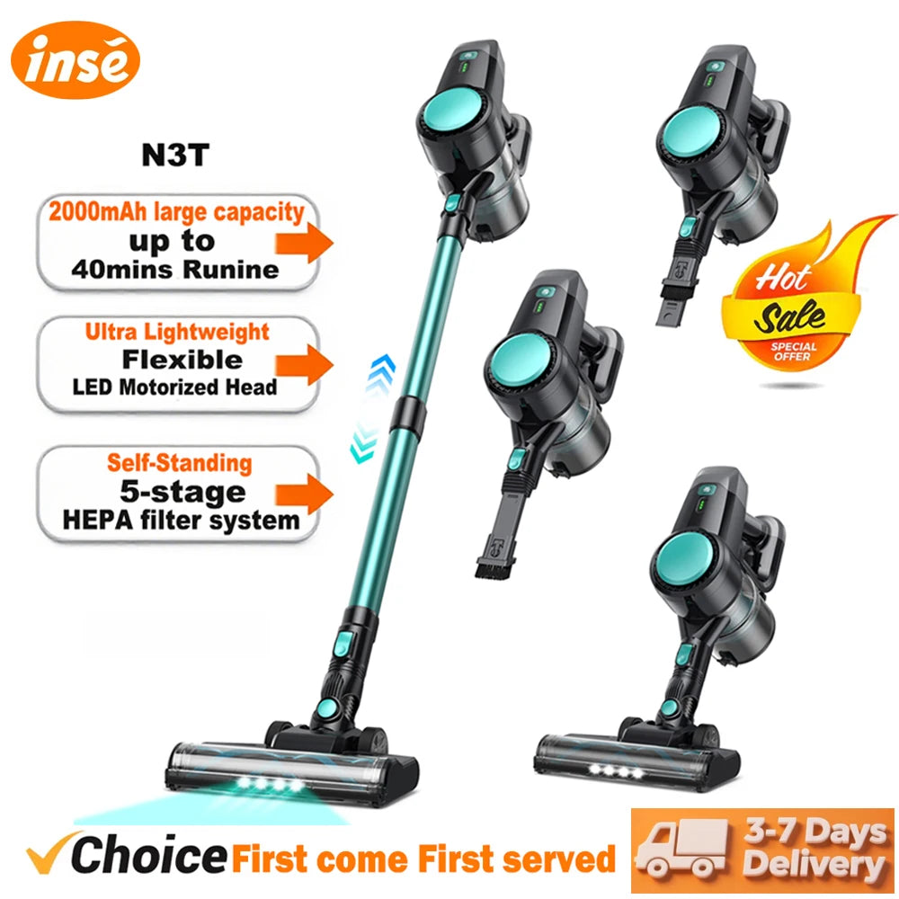 Inse N3T Cordless Vacuum Cleaner 40Kpa Suction Lightweight Stick
